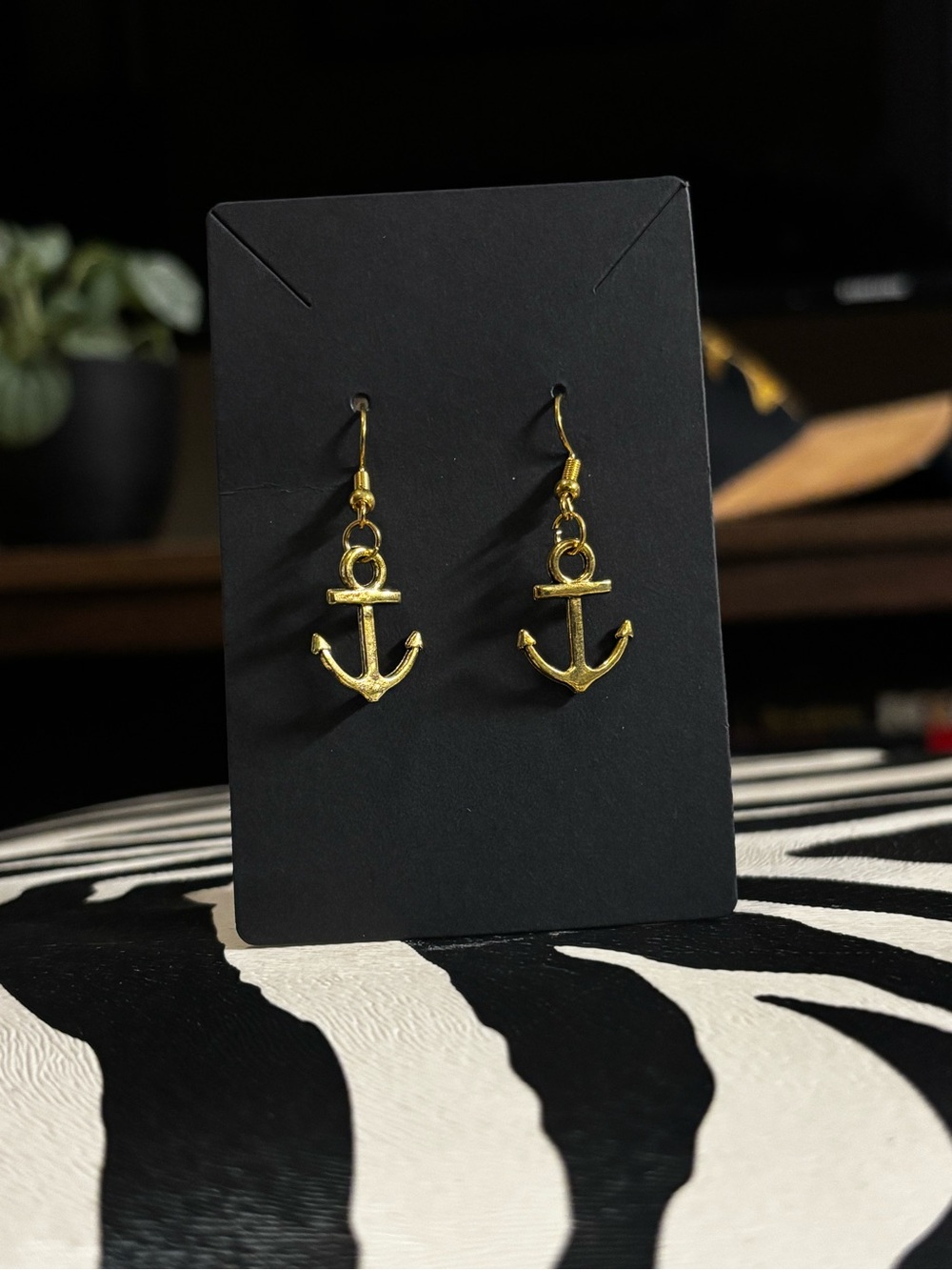 Gold Anchor Drop Earrings - Nautical Women's Jewelry